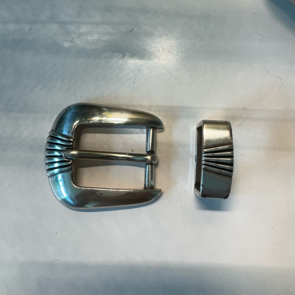 Vintage Nocona Silver Belt Buckle Set